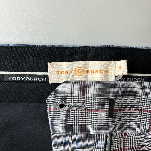 TORY BURCH Plaid Wool Blend Trousers Size 6 - Picture 3 of 4